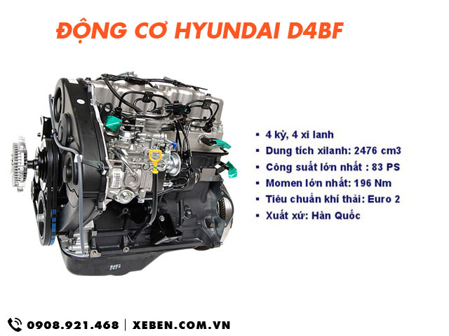 Xe ben Veam VB125 động cơ Hyundai D4BF